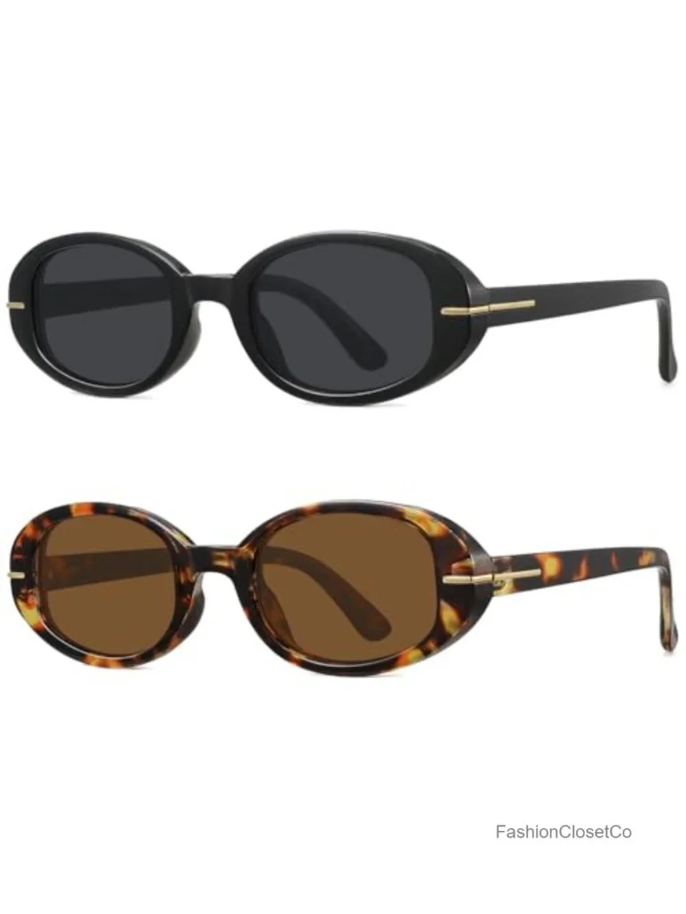 Vintage Oval Sunglasses Retro UV400 Protection Non-Polarized Plastic Frame